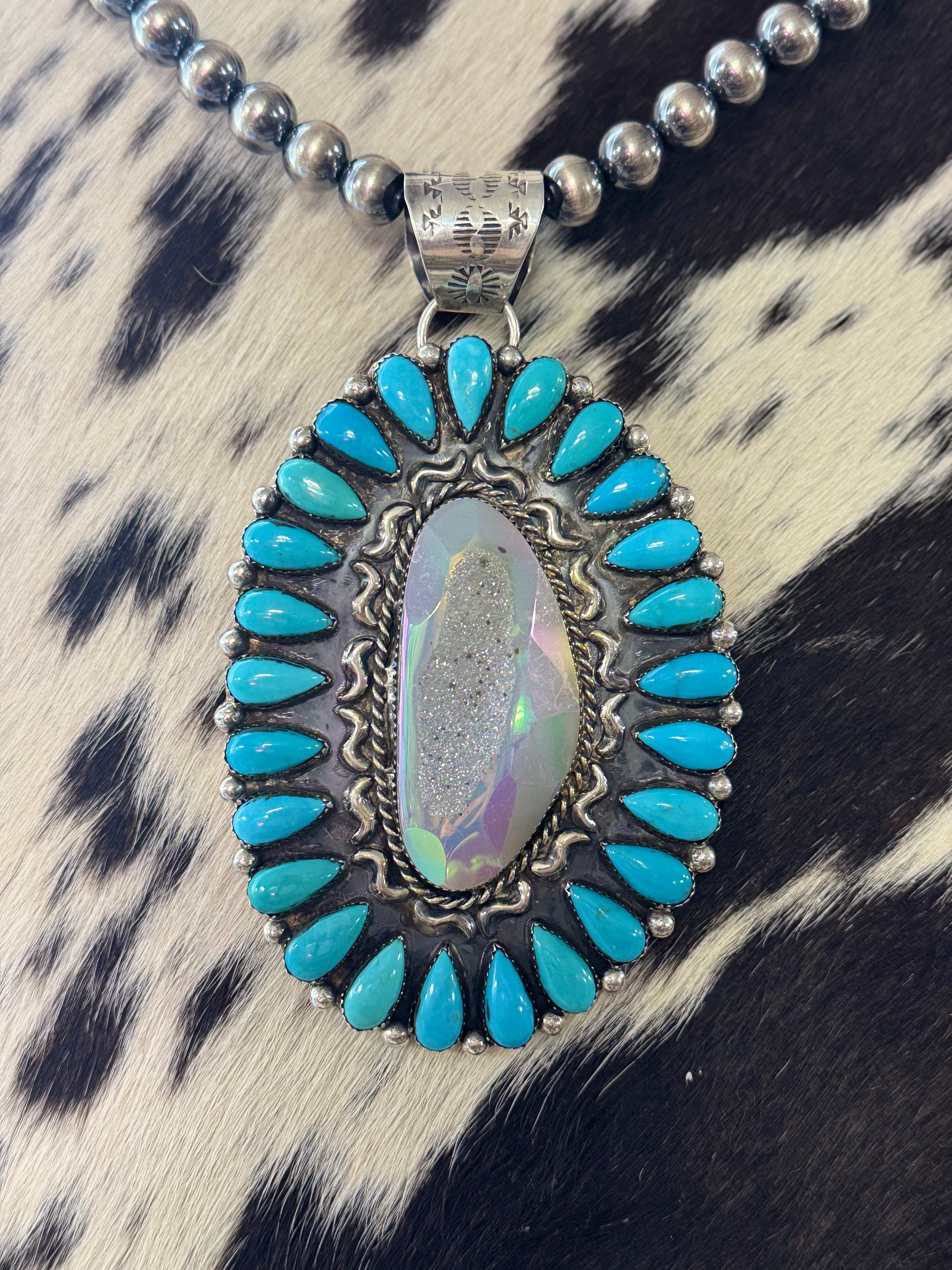 Druzy and Kingman Large Pendant