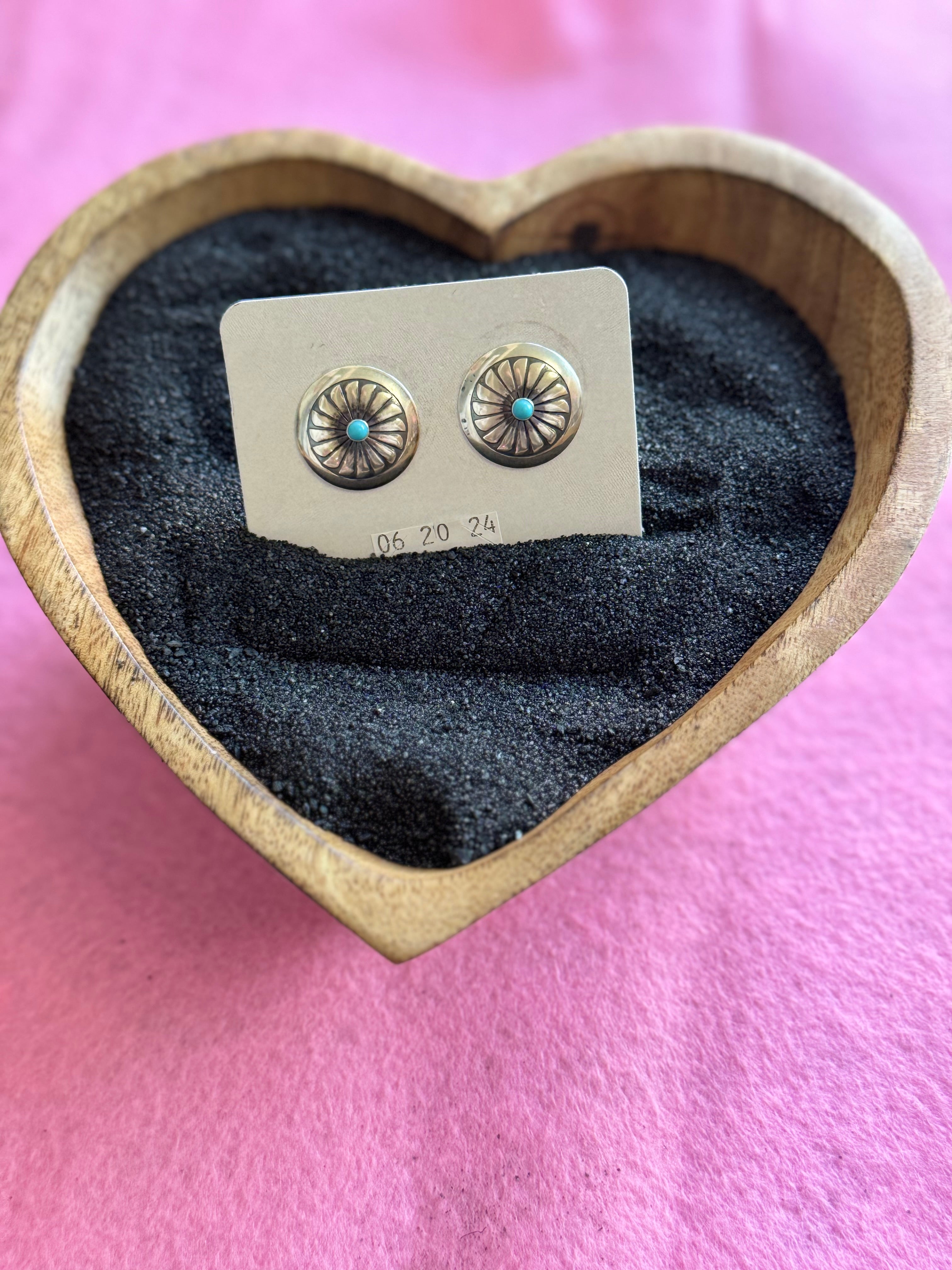 Sterling Silver Conch Earrings with Turquoise