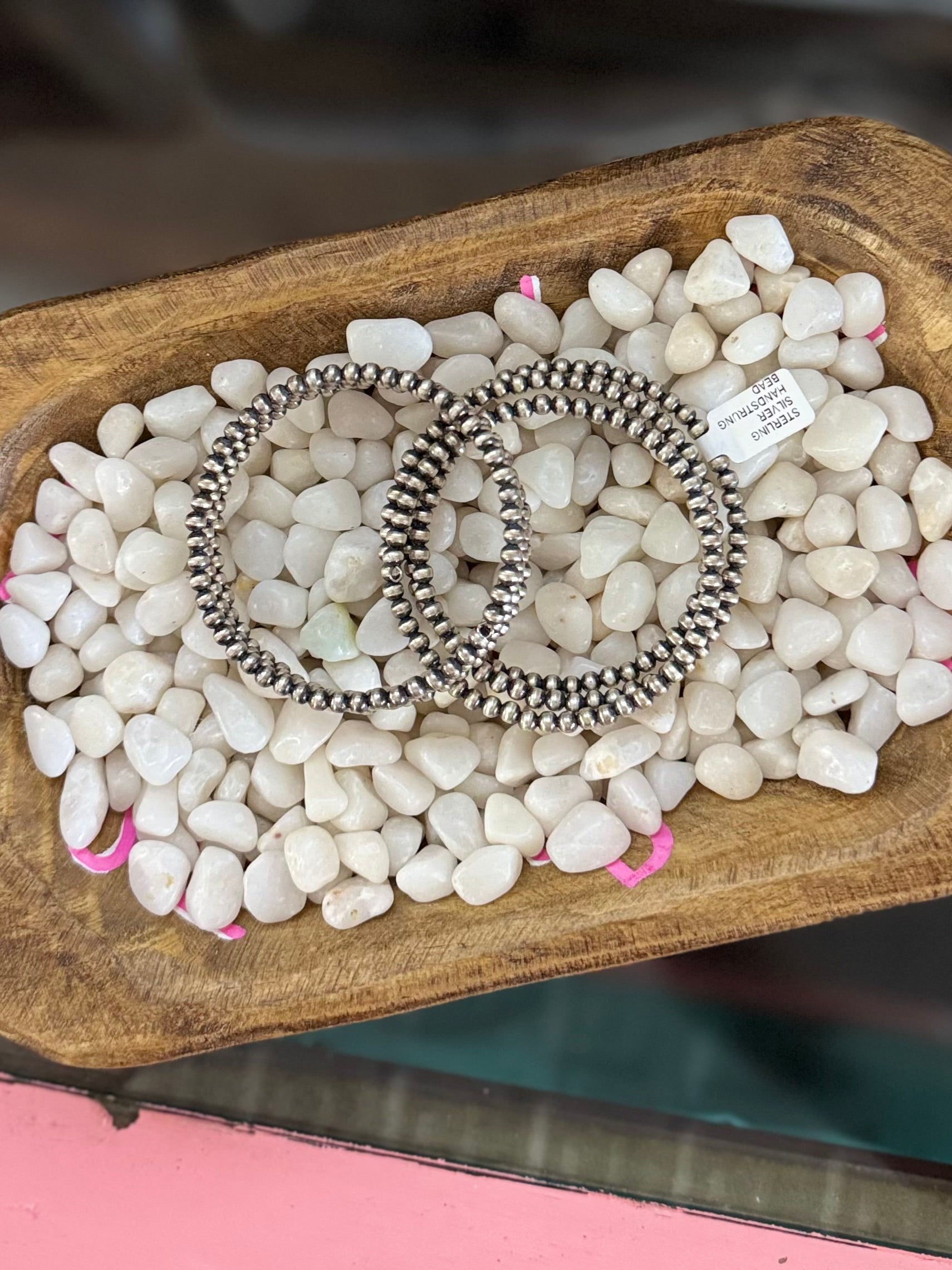 4 mm memory wire wrap sterling pearl bracelet