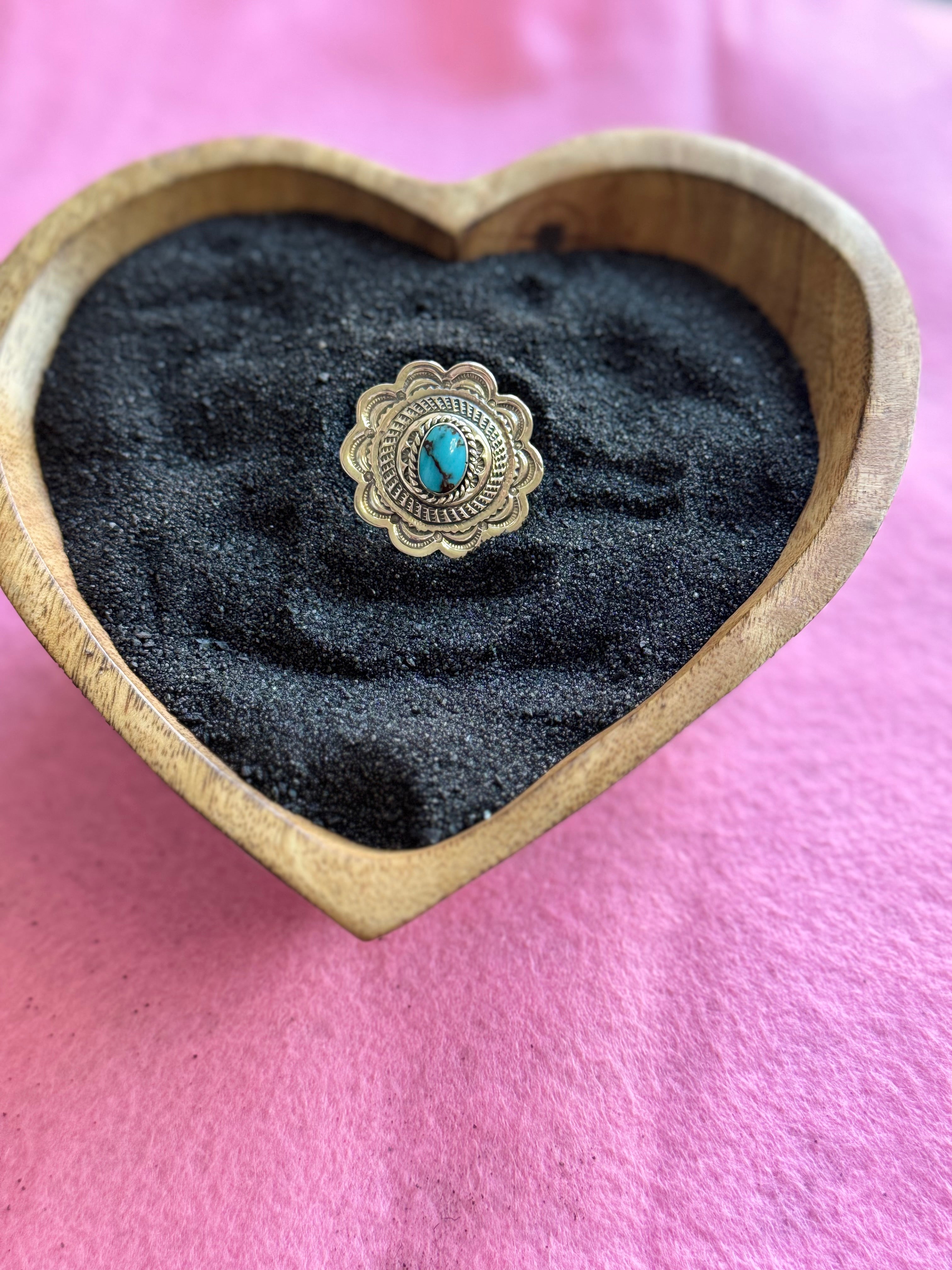 Stamped Sterling Turquoise RIng