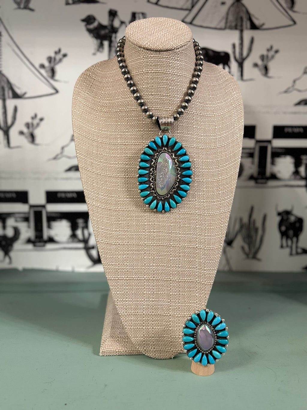 Druzy and Kingman Large Pendant