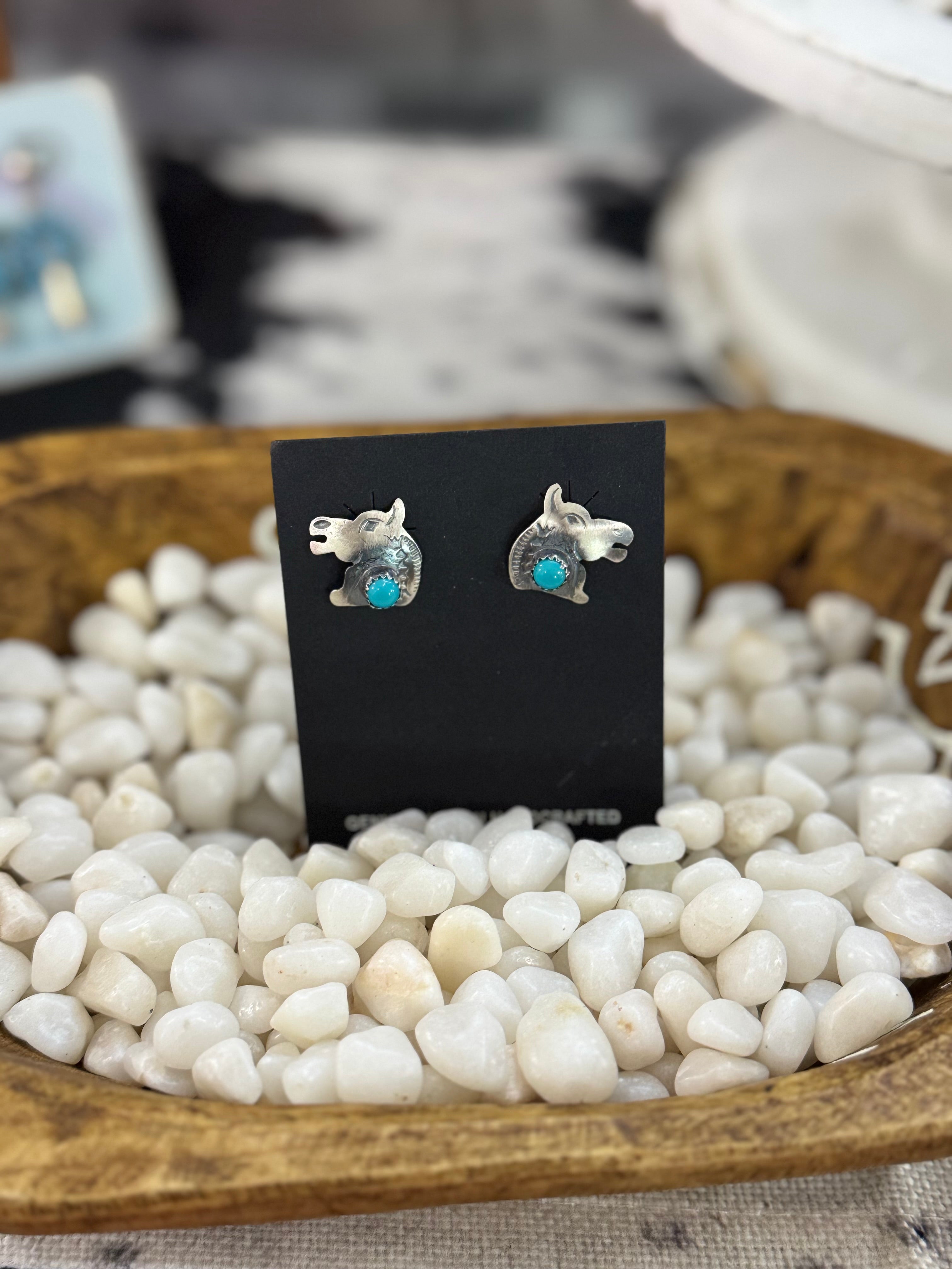 Stamped horse earrings