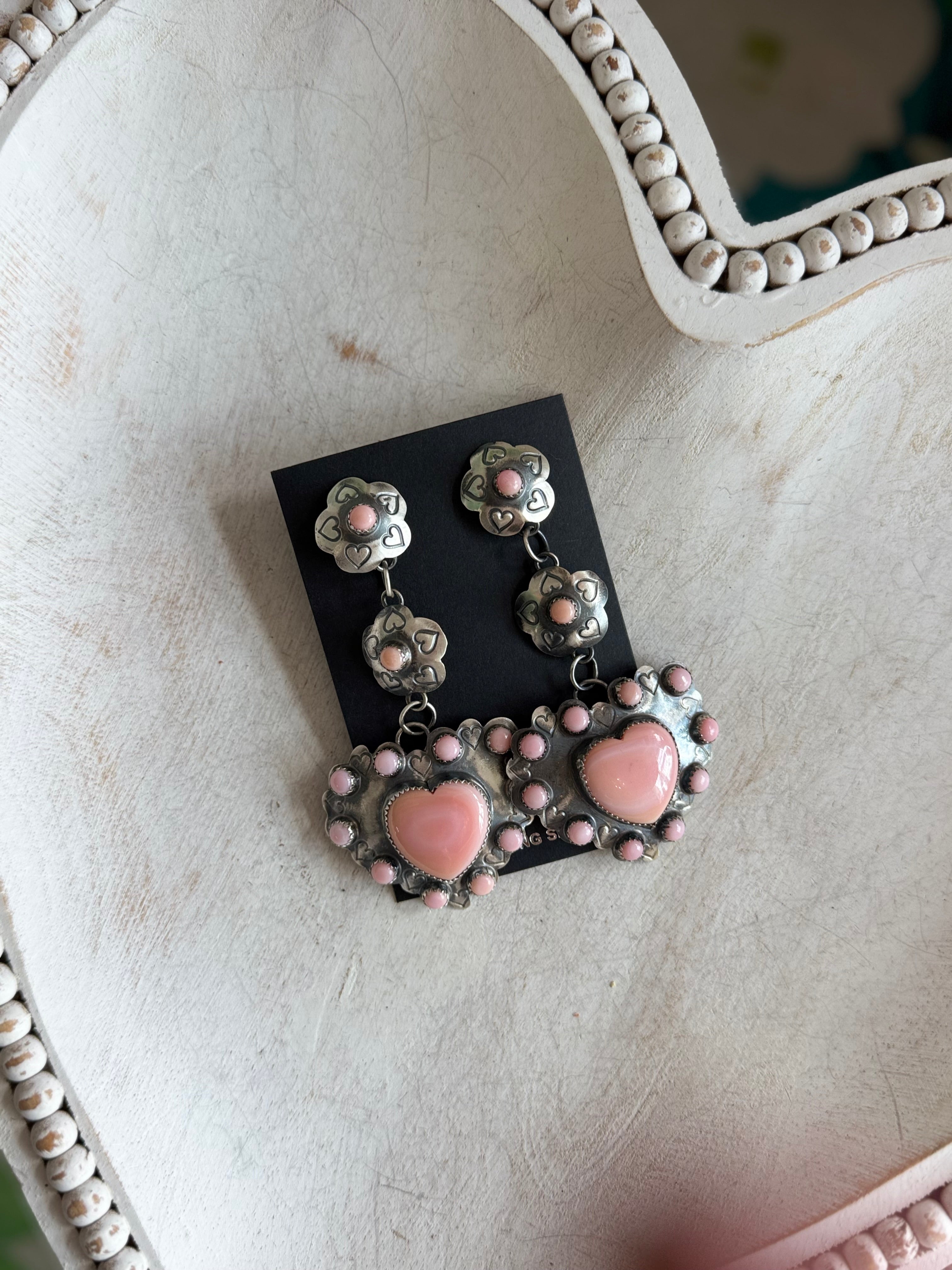 Gabby Yazzie triple heart earrings