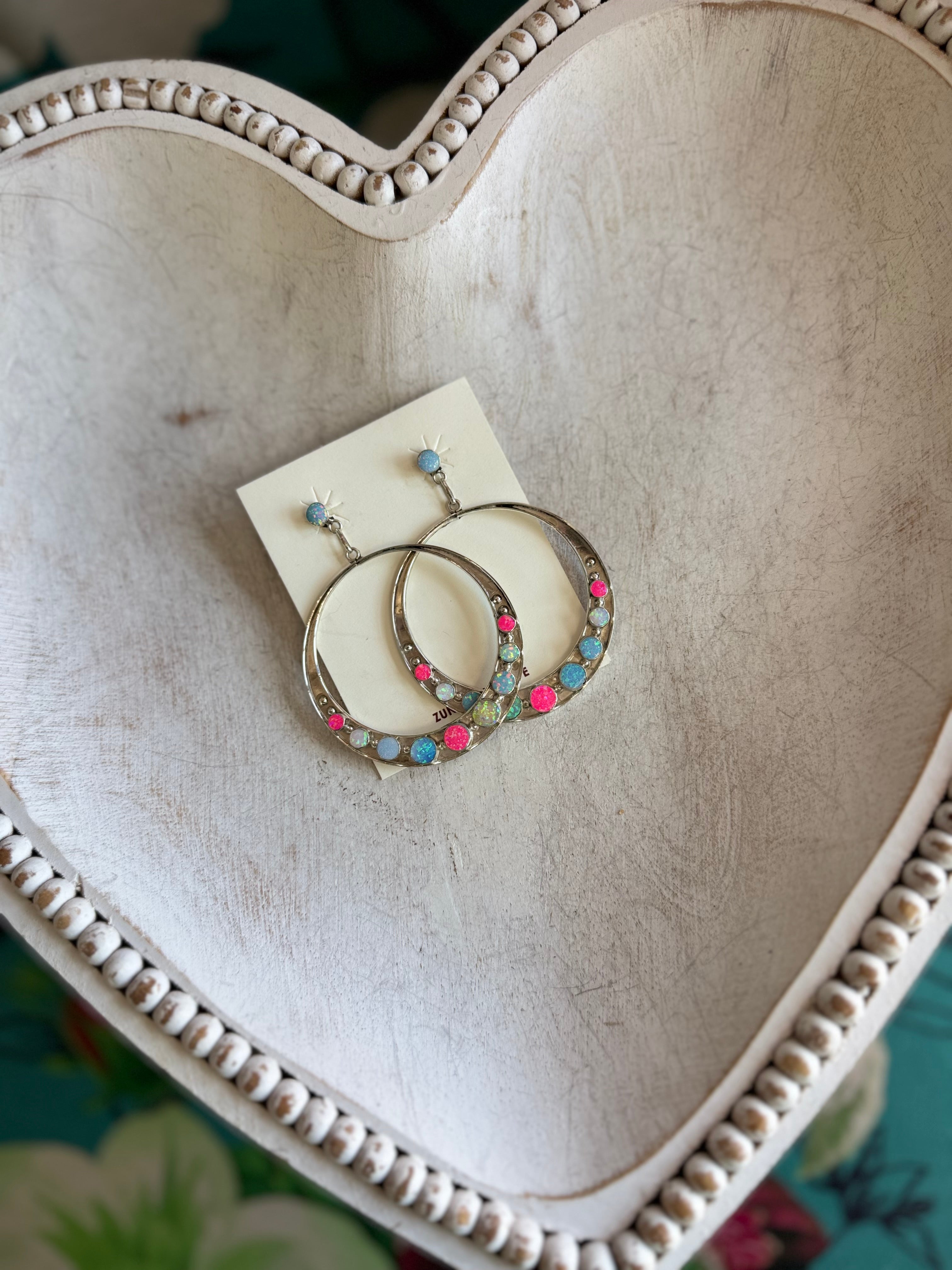 Opal hoop earrings