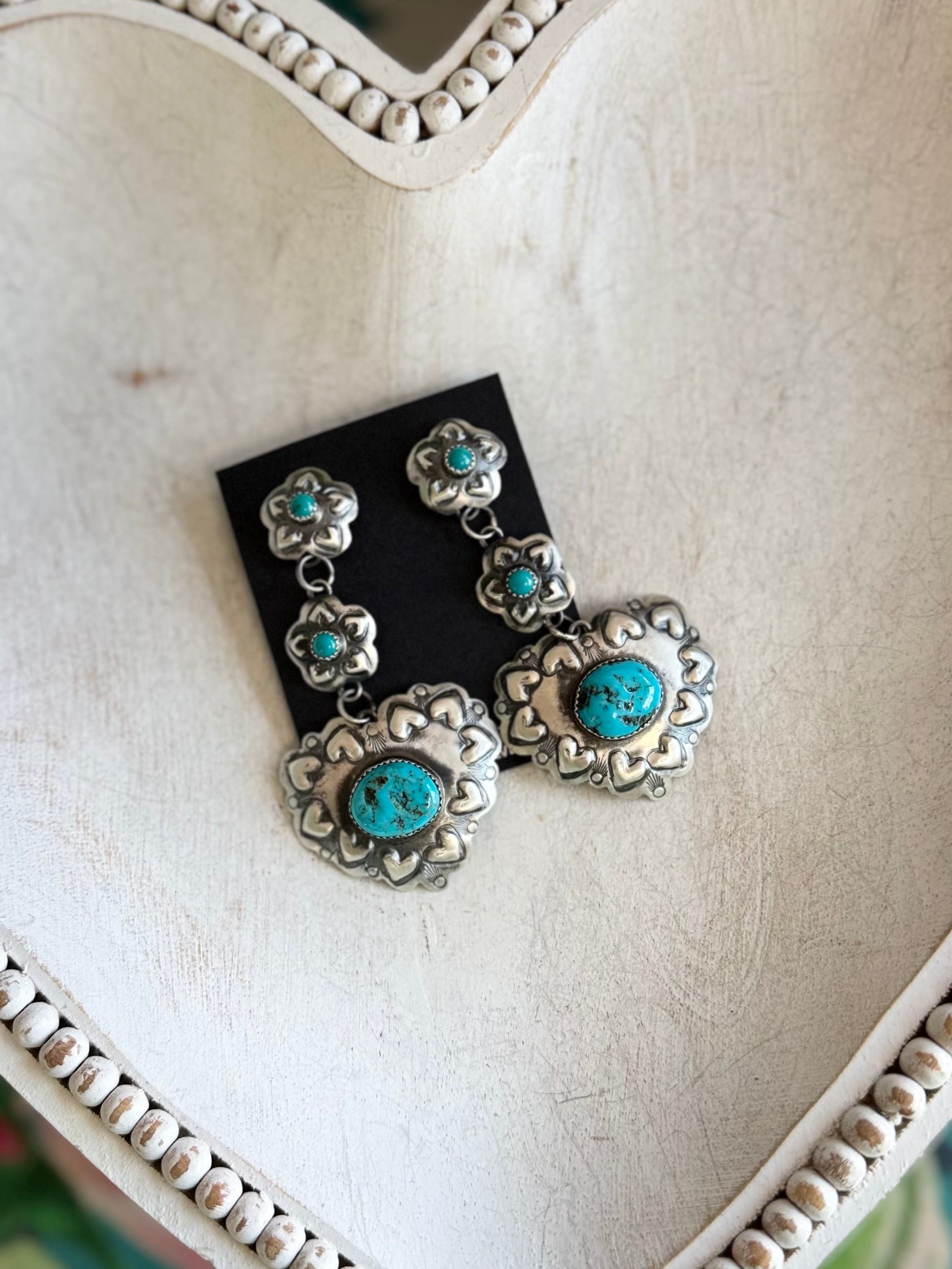 Gabby Yazzie Triple heart earrings