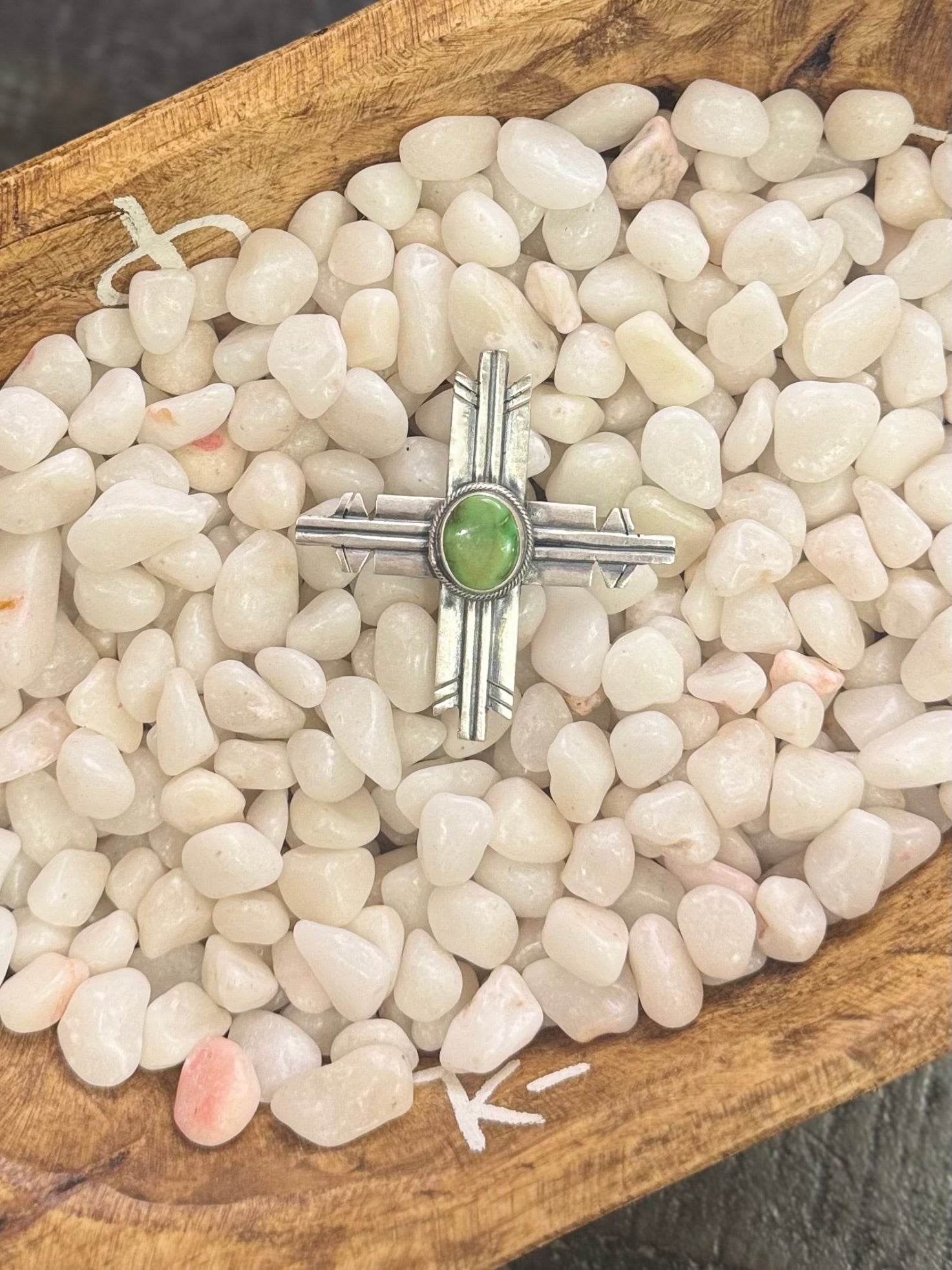 Green turquoise cross ring