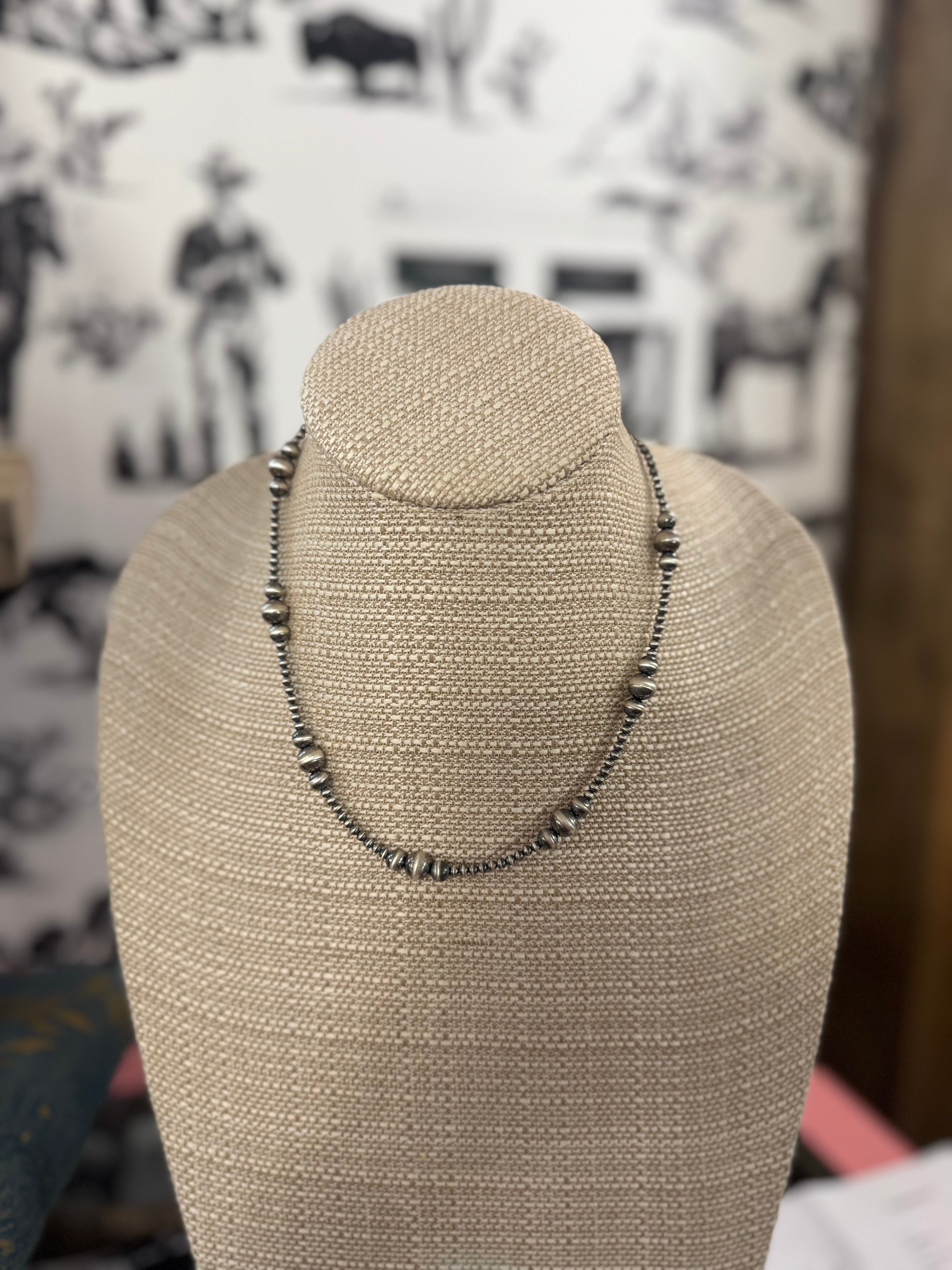 Graduated 18 inch sterling silver pearls