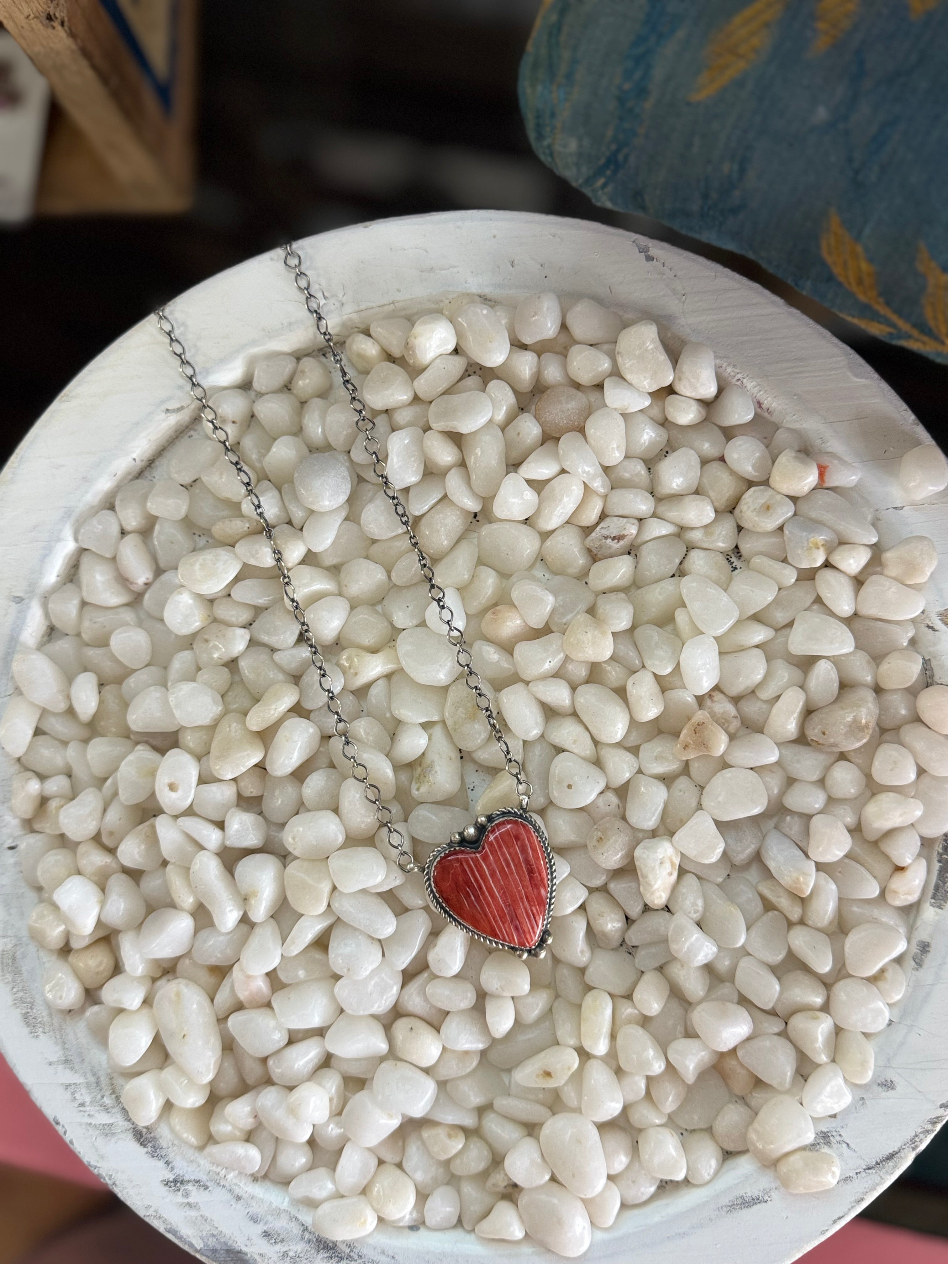 Red spiny heart necklace
