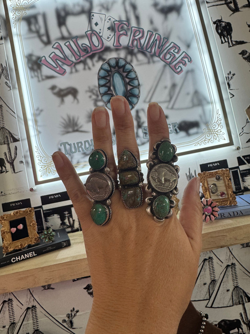 Buffalo nickel and 2 stone ring size 7