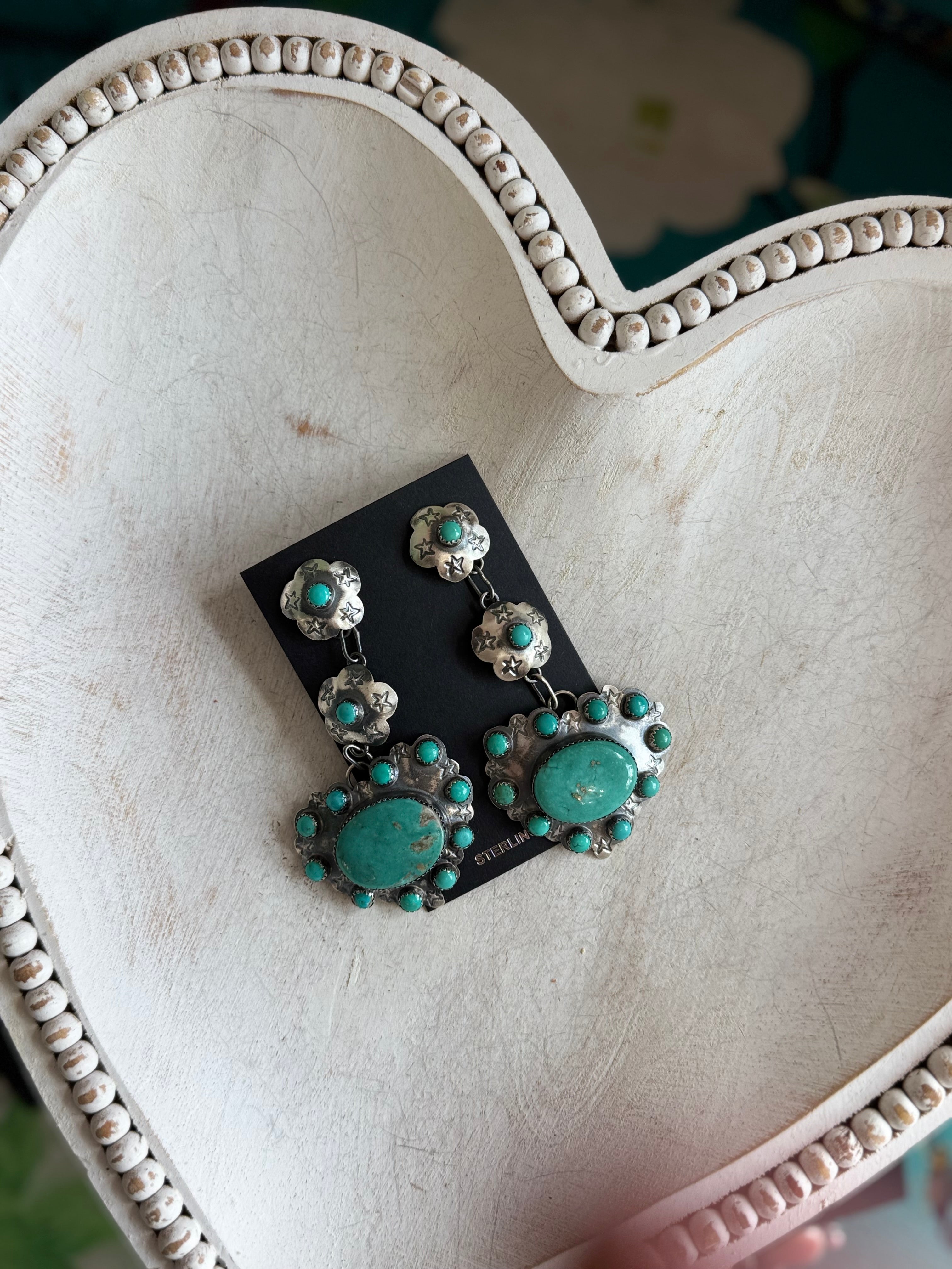 Gabby Yazzie triple heart earrings
