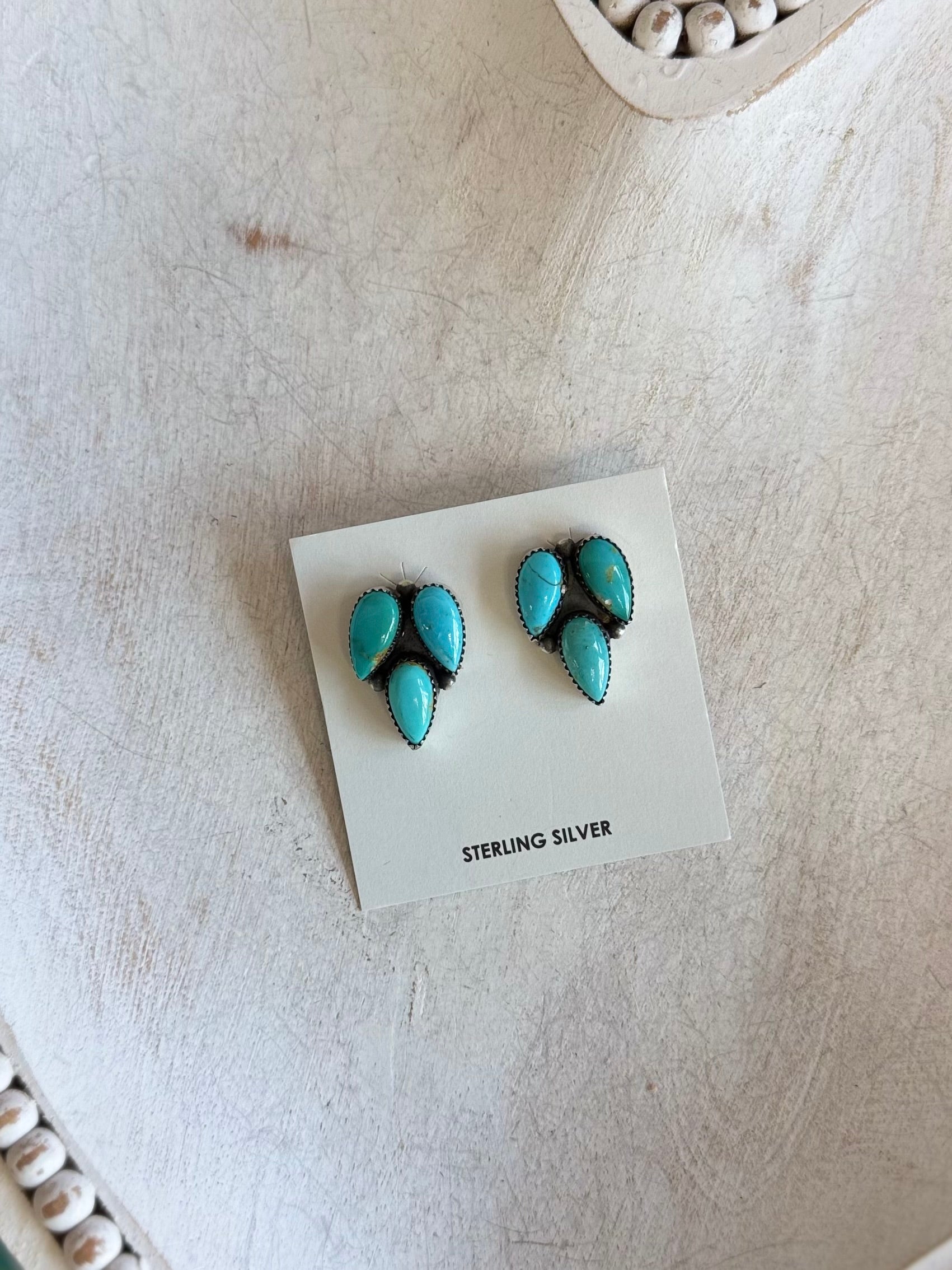 3 stone cluster earrings