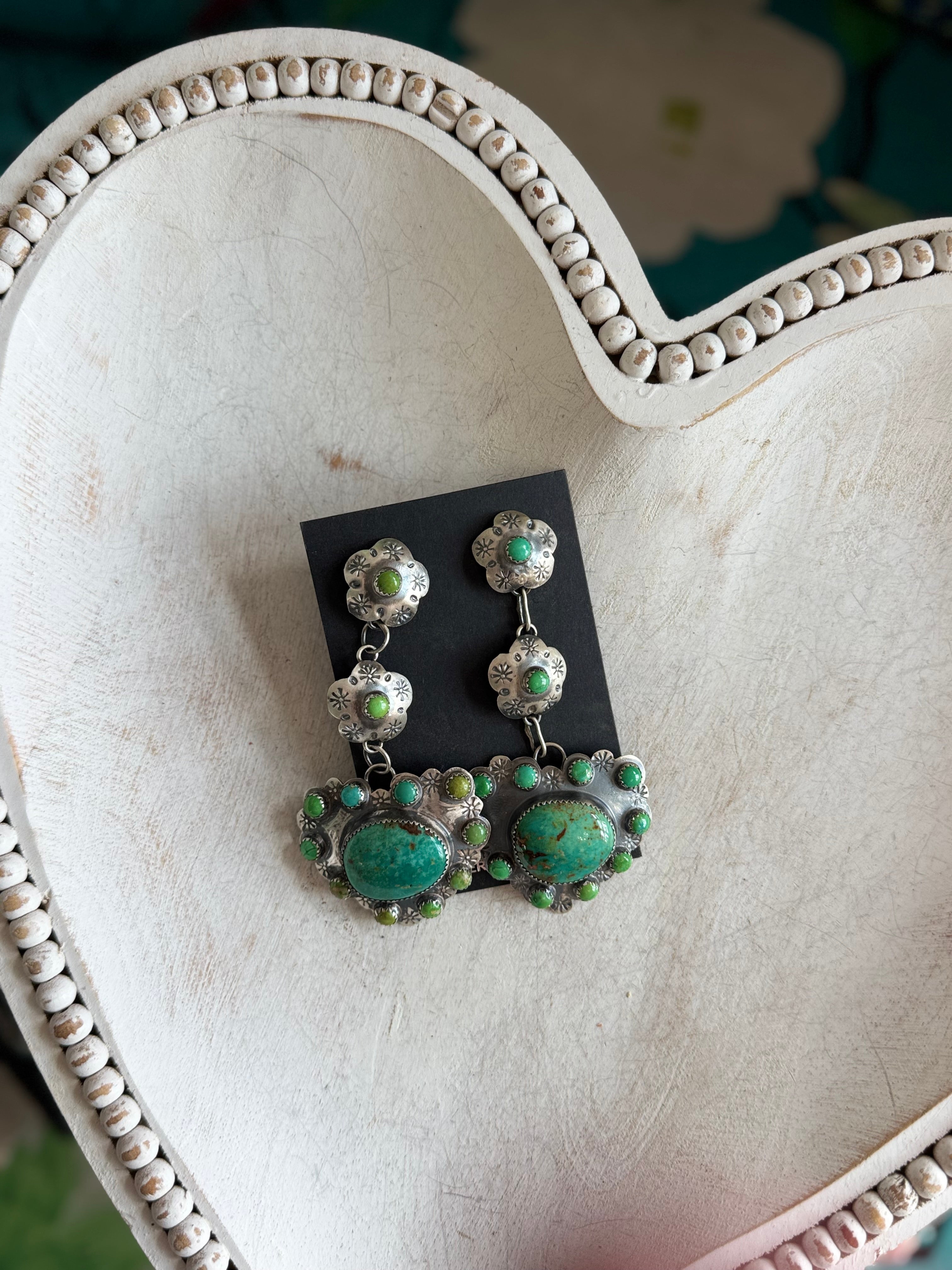 Gabby Yazzie triple heart earrings