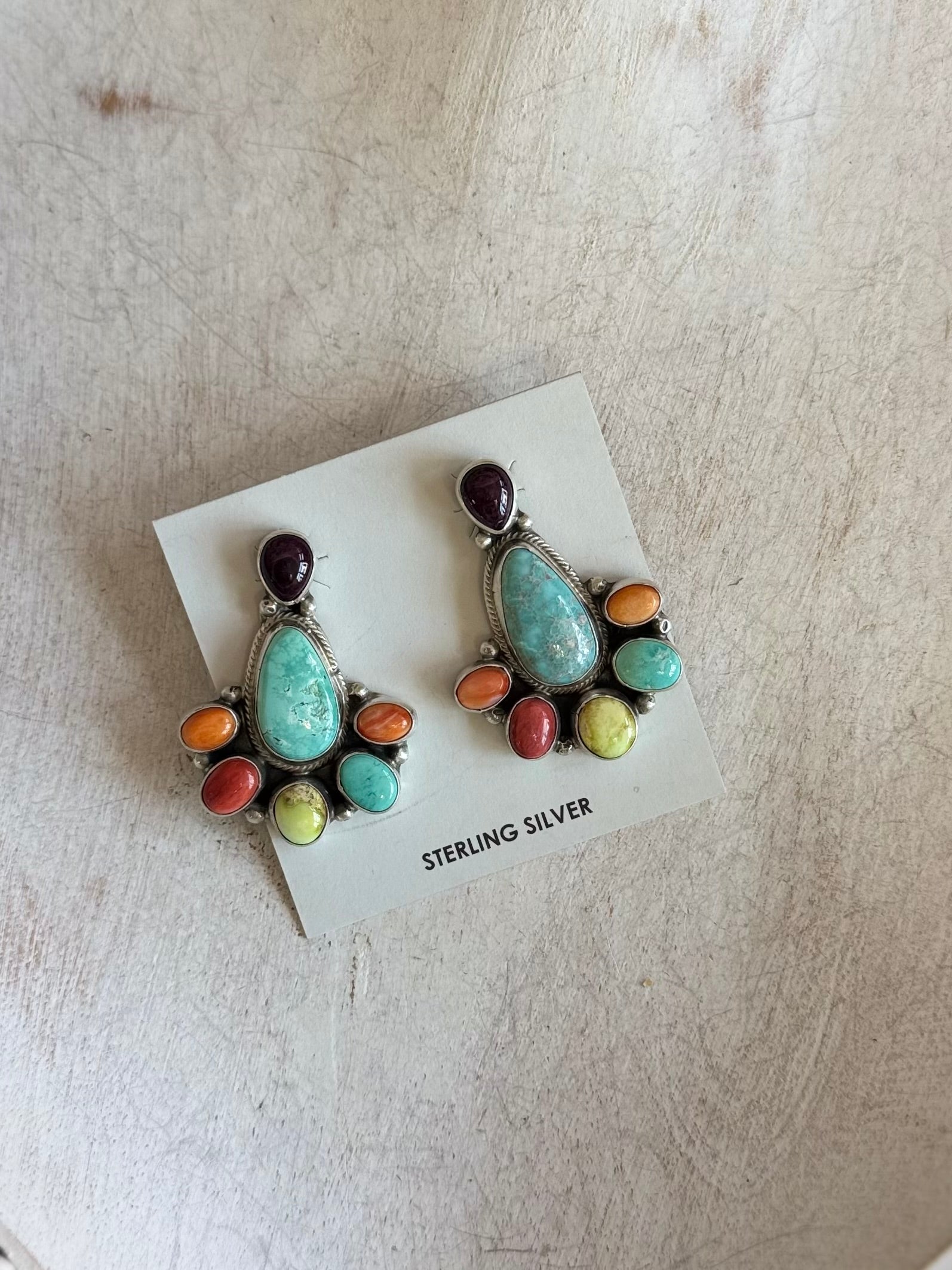 Multi stone drop earrings
