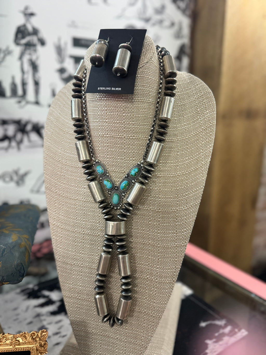 Handmade Navajo Pearl barrel necklace
