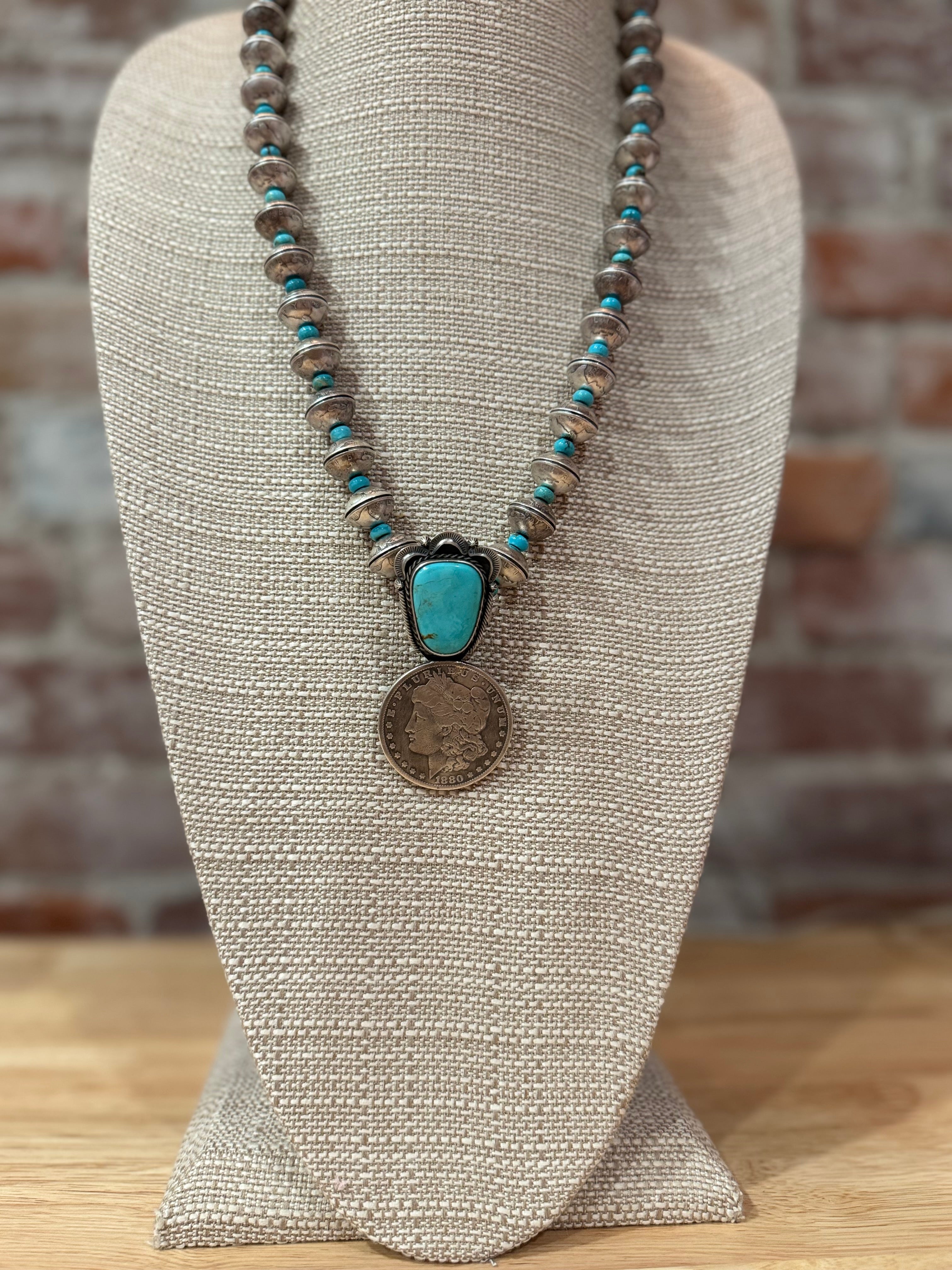 James McCabe Dime coin statement necklace