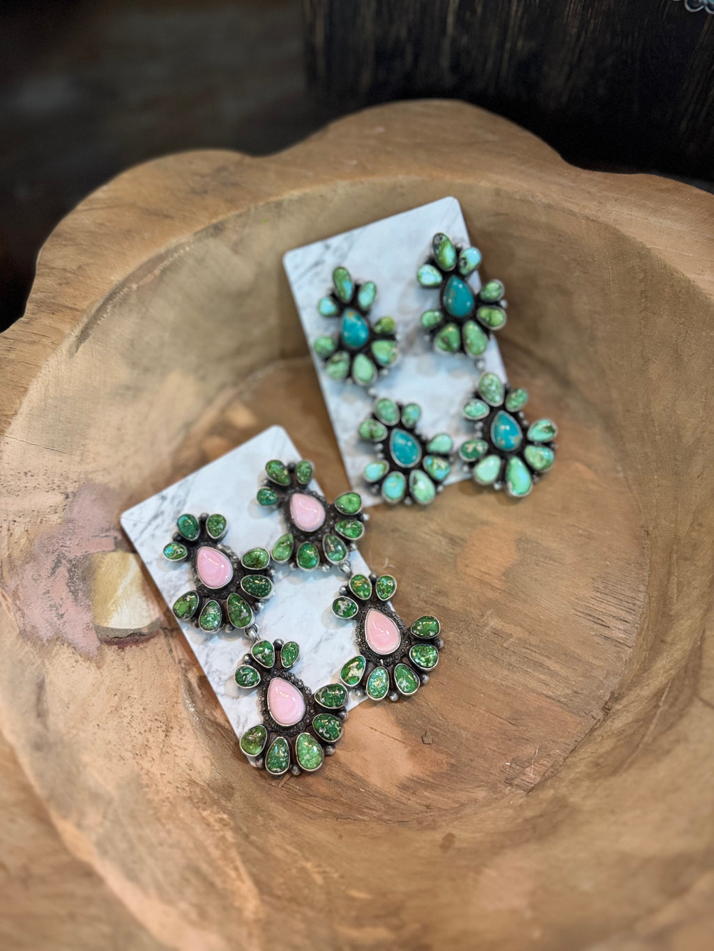 Double cluster earrings