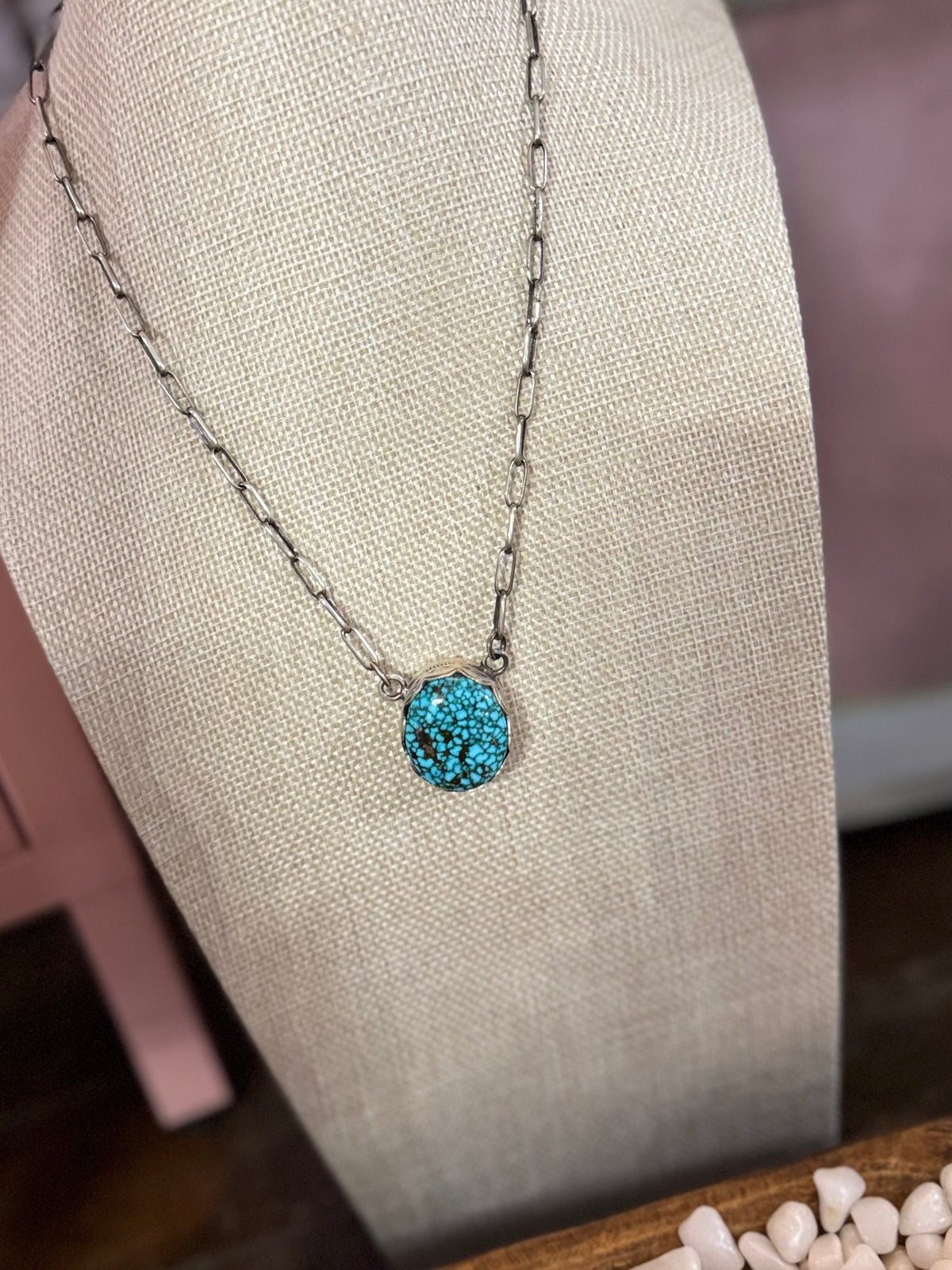 Webbed kingman egg necklace