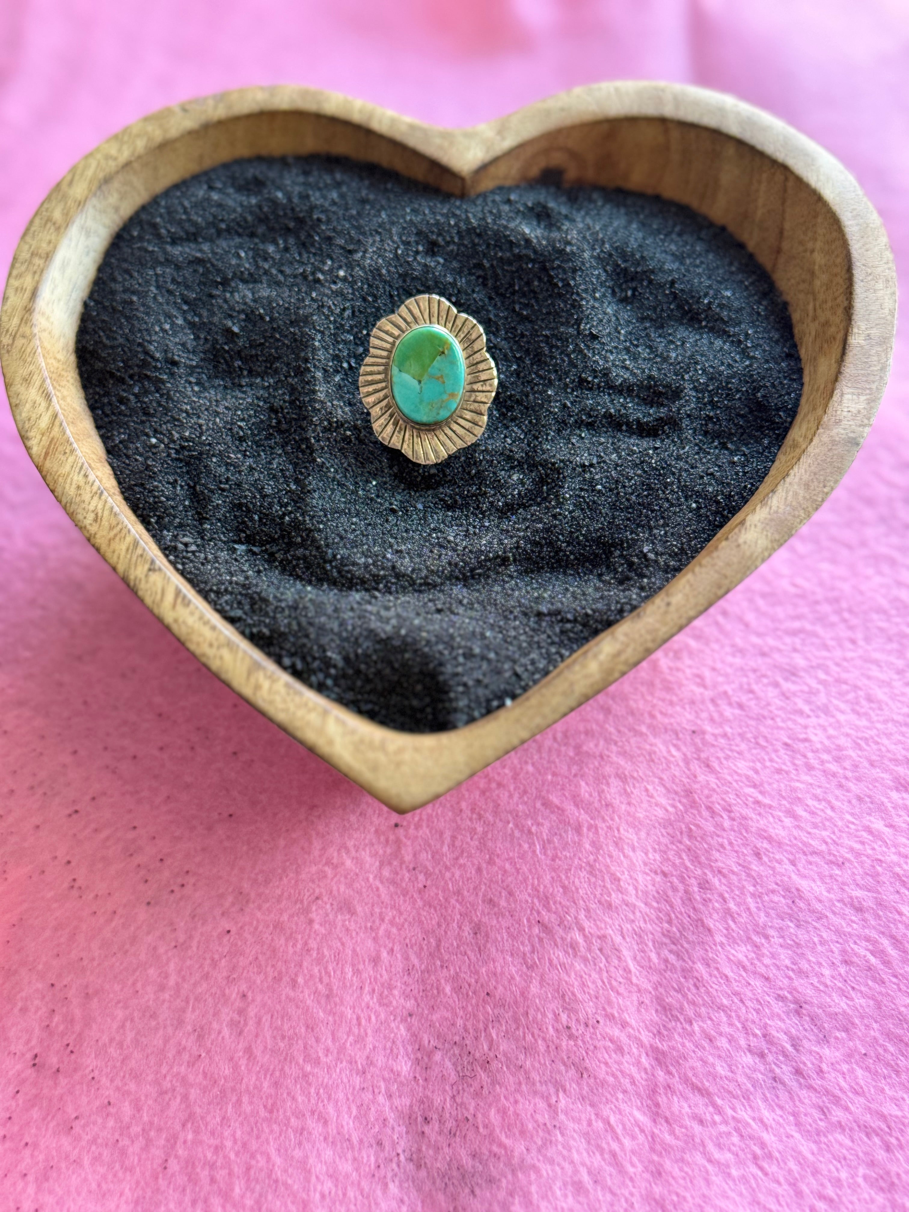 Kingman Turquoise and stamped sterling silver ring NON native