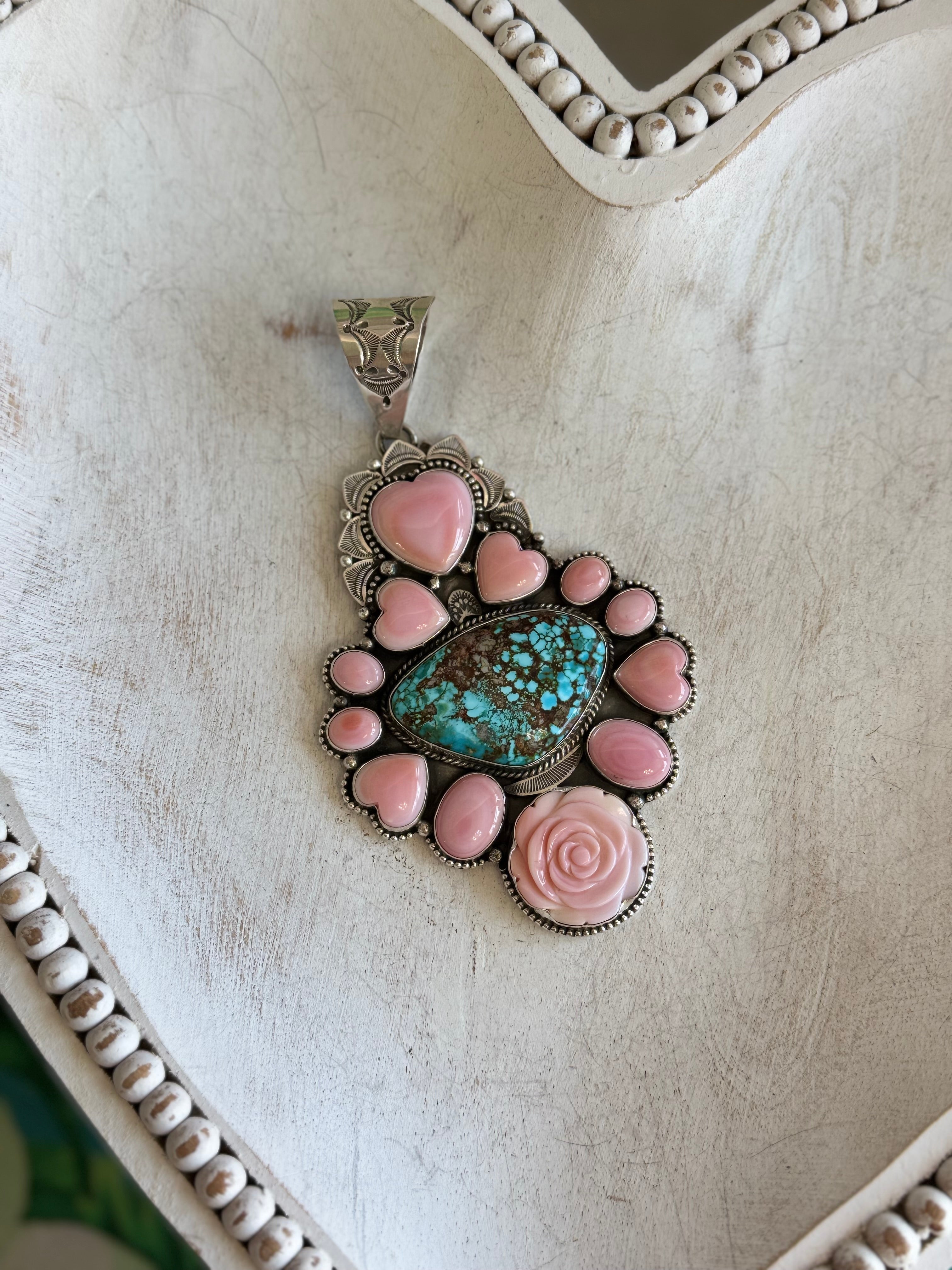 Large heart Kingman pendant