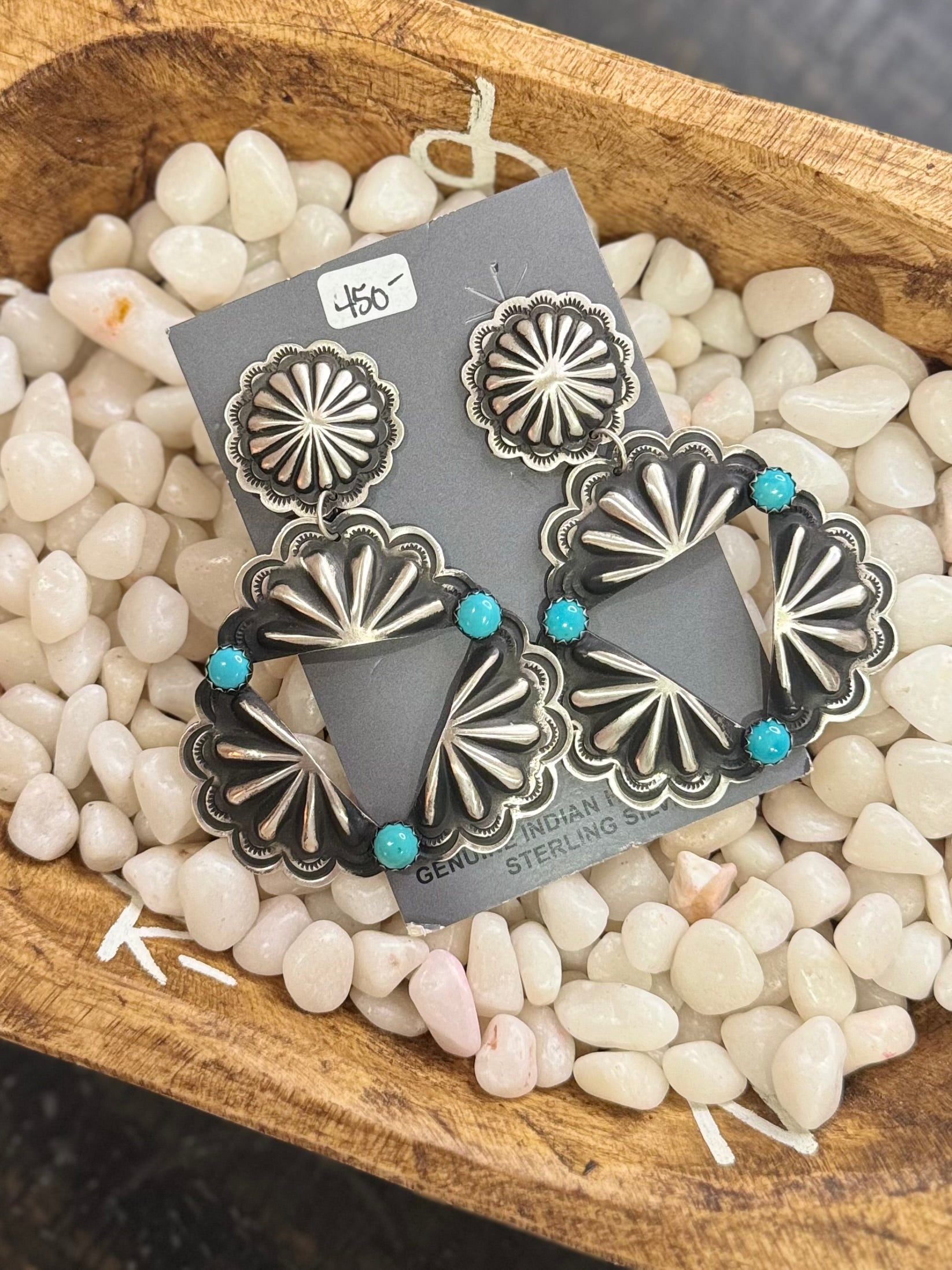 Stamped turquoise earrings