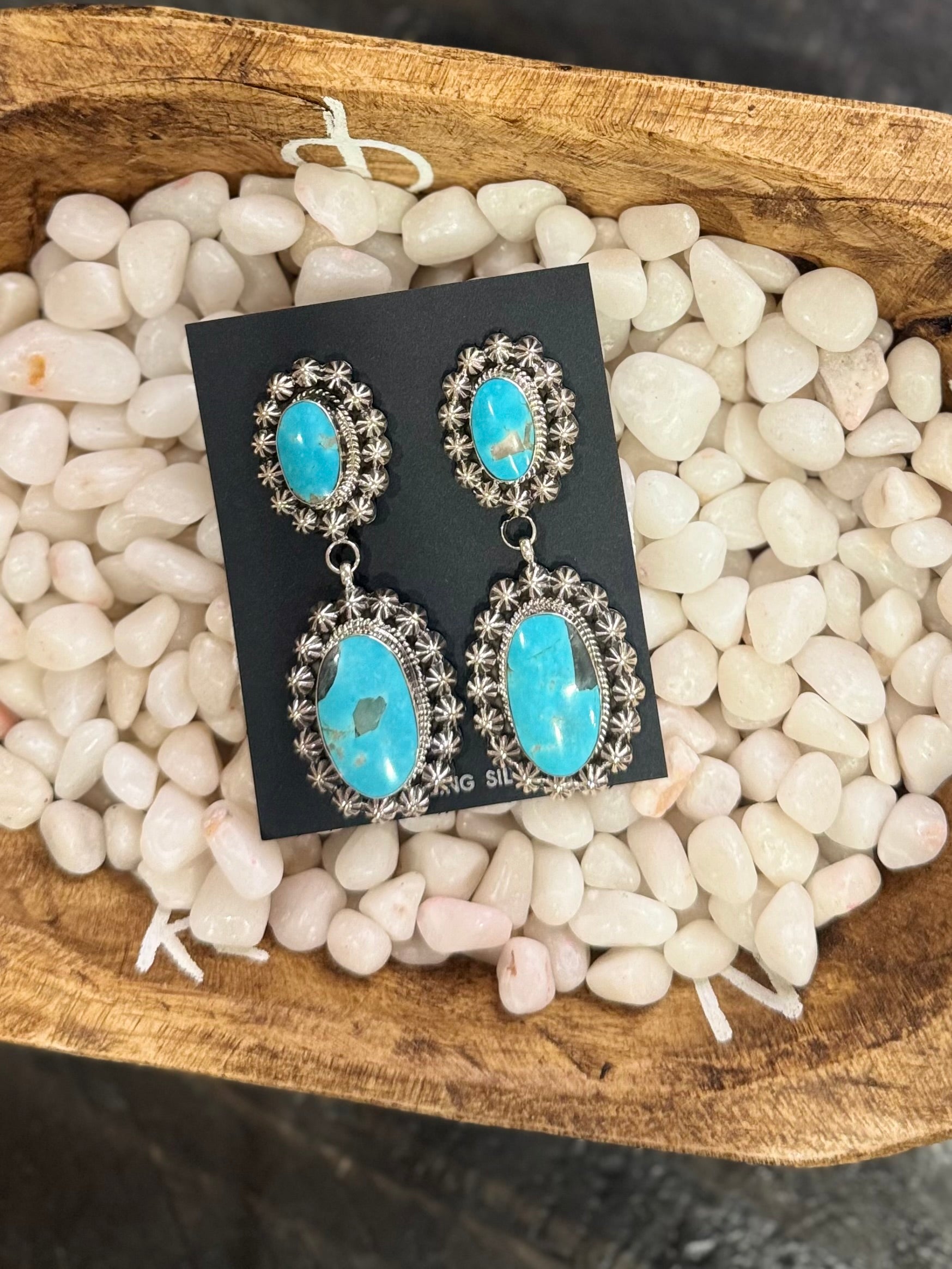 The chunky turquoise earrings