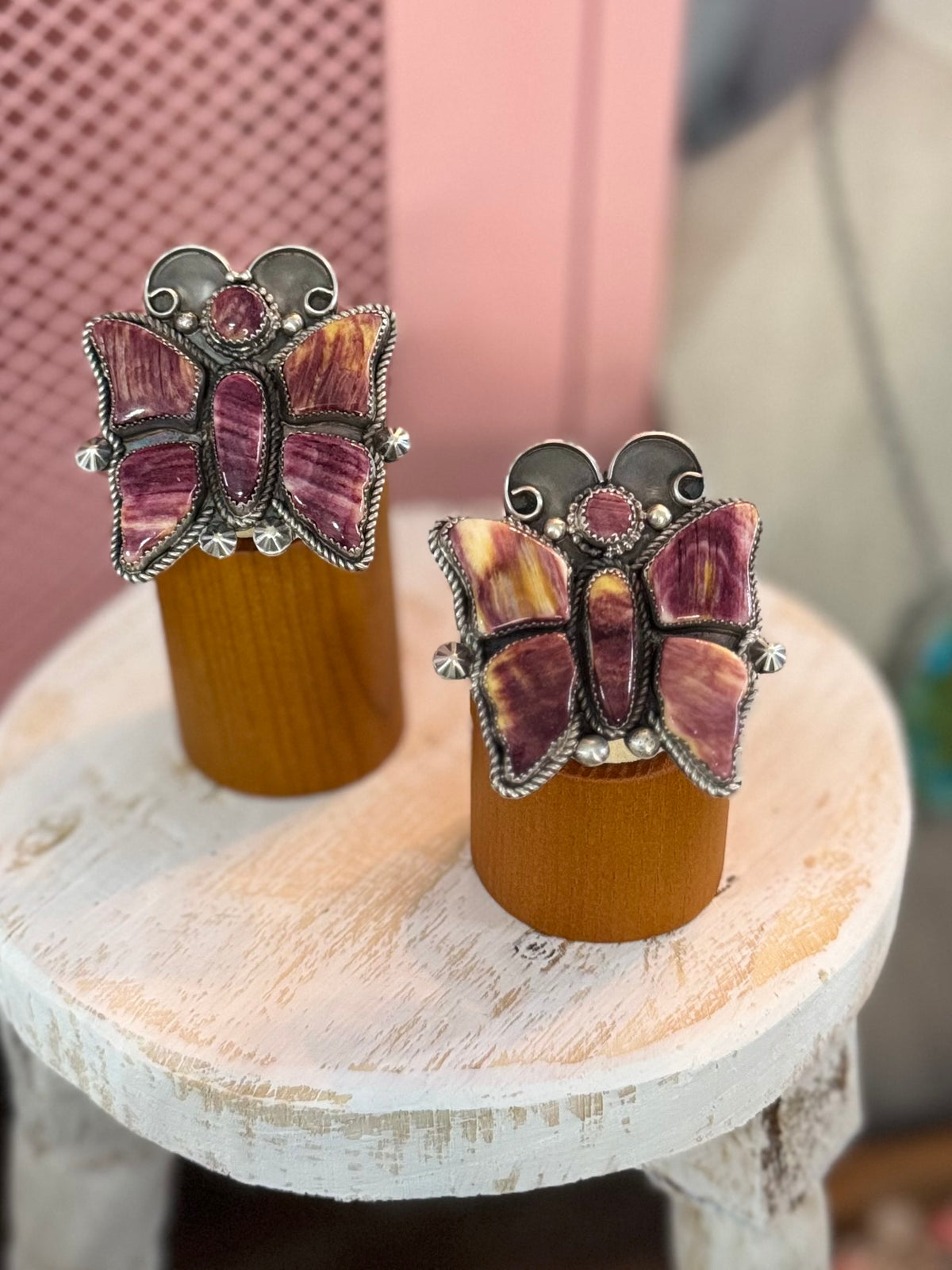 Purple spiny Butterfly rings