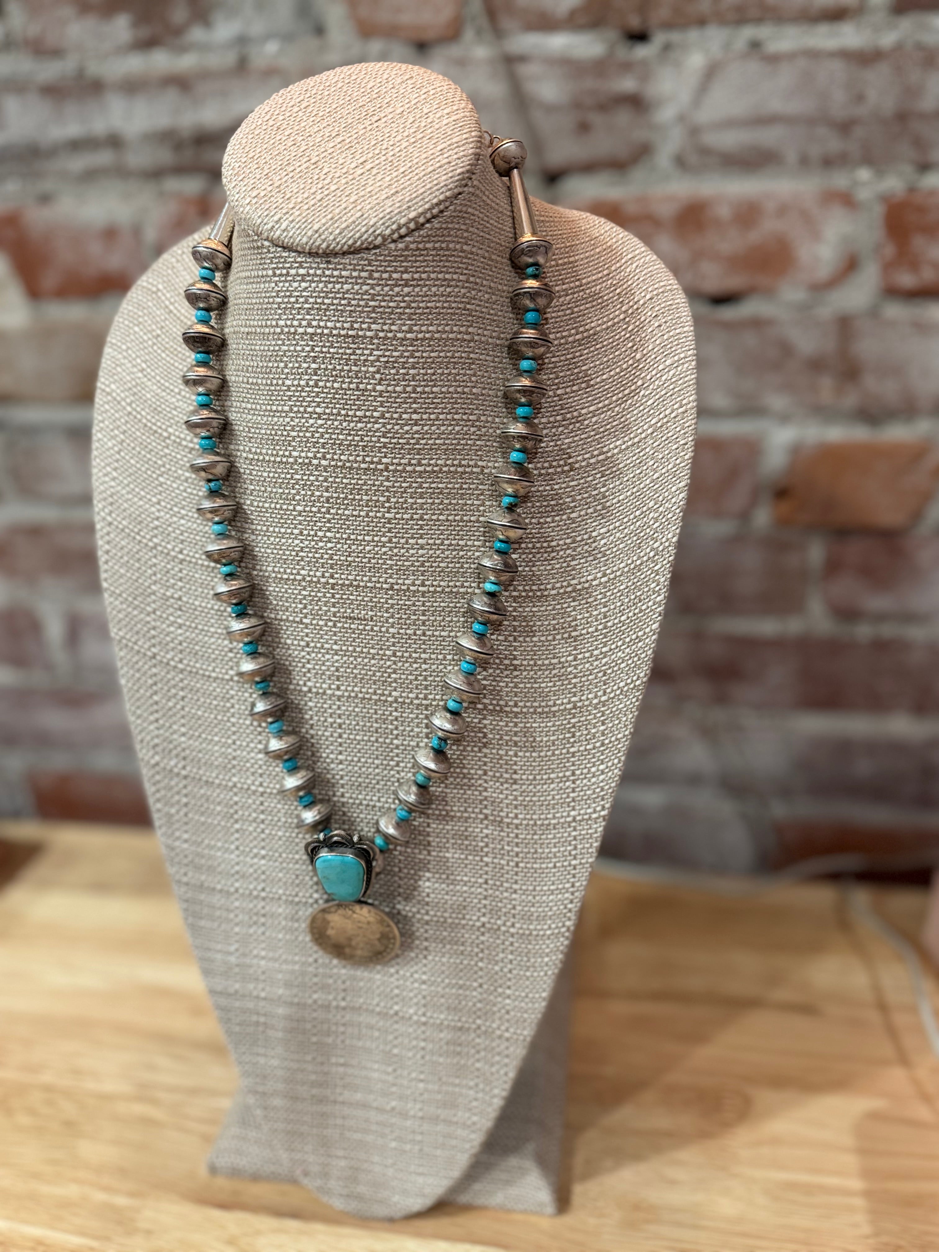 James McCabe Dime coin statement necklace