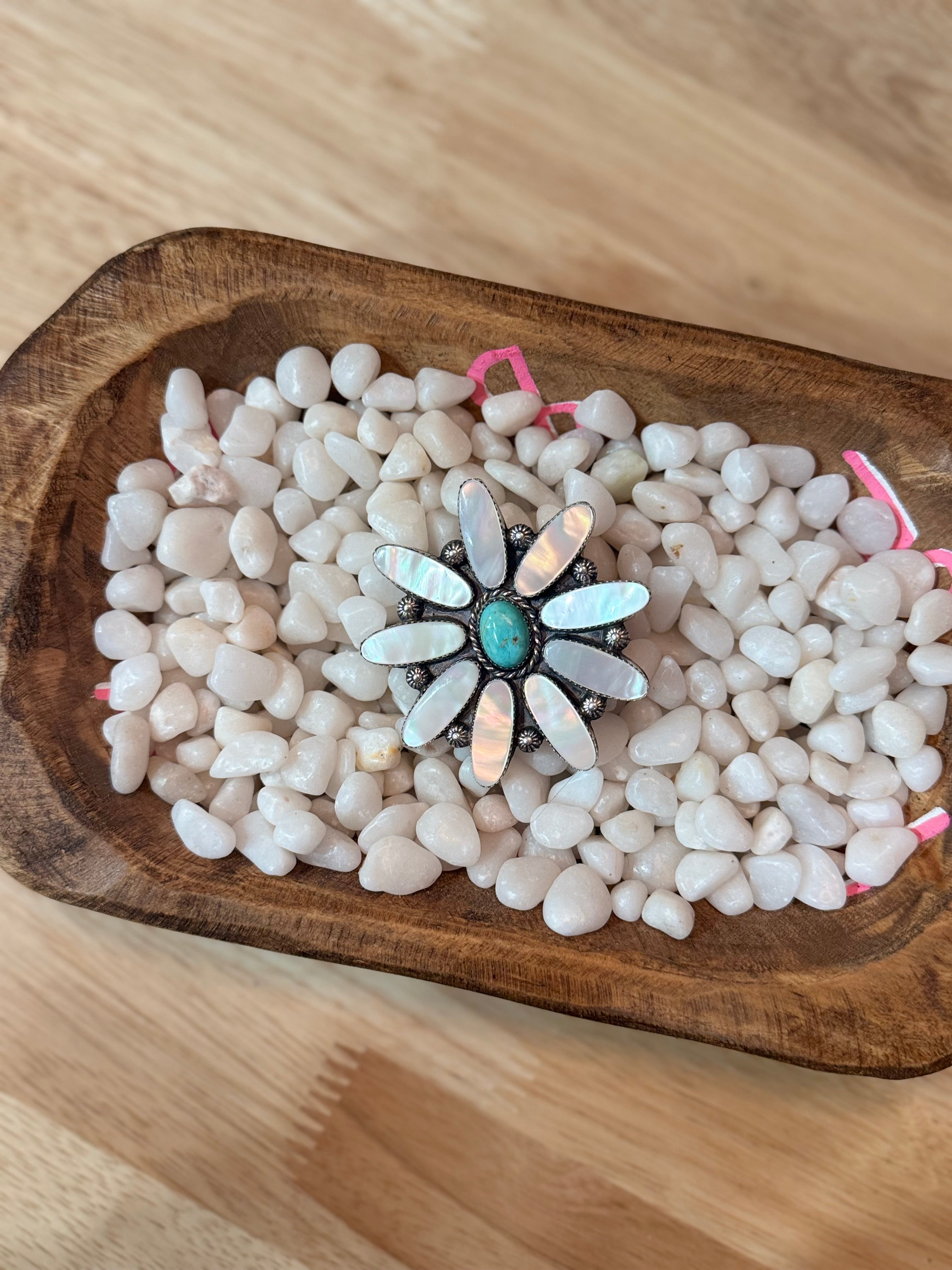 Mother of pearl statement ring