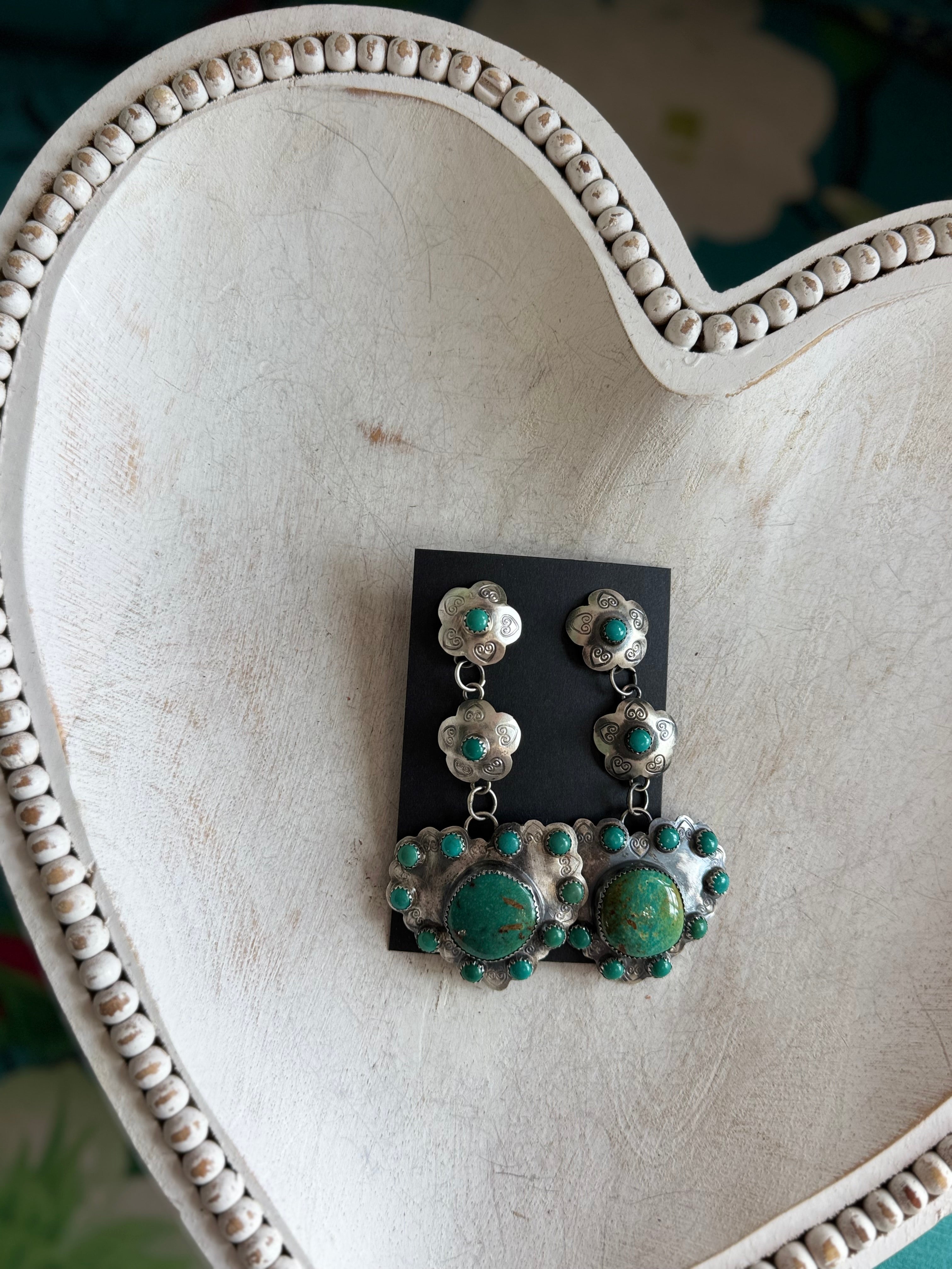 Gabby Yazzie triple heart earrings