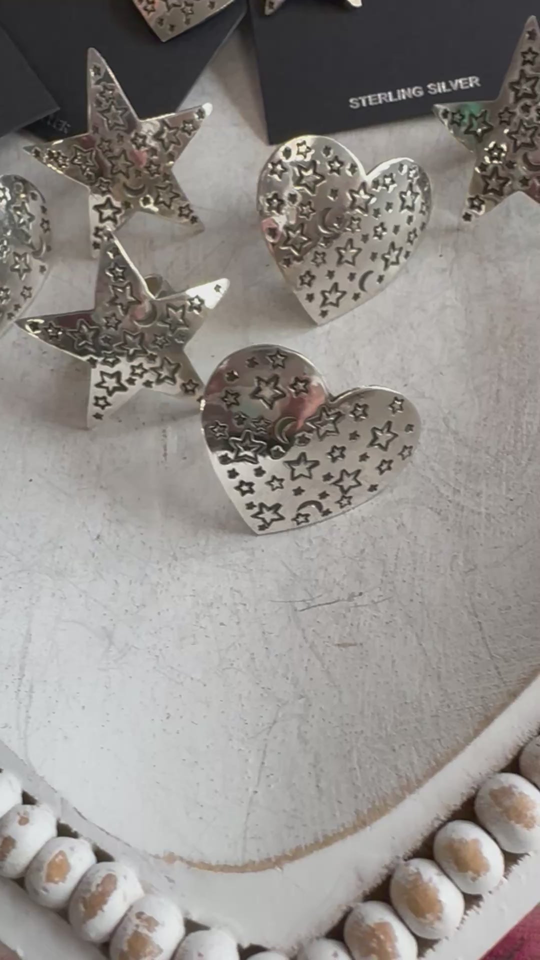 Star and heart rings and earrings